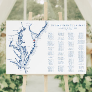 Rehoboth Beach Alphabetized Seating Chart for 200 Foam Board