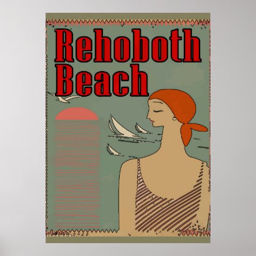 Rehoboth Beach Art Deco Poster