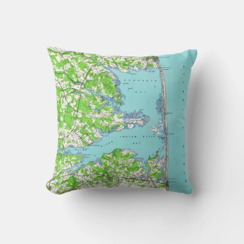 Rehoboth Beach  Bethany Beach Delaware Map 1938 Throw Pillow