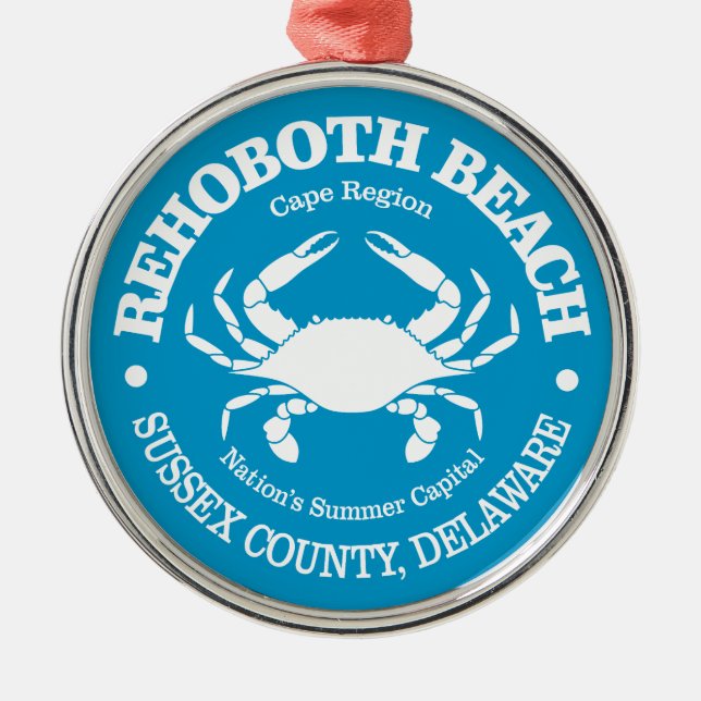 Rehoboth Beach (crab) Metal Ornament (Front)