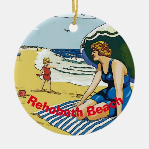 Rehoboth Beach Delaware add edit text Ceramic Ornament