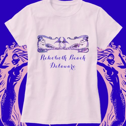 Rehoboth Beach Delaware Art Deco Mermaids T_Shirt