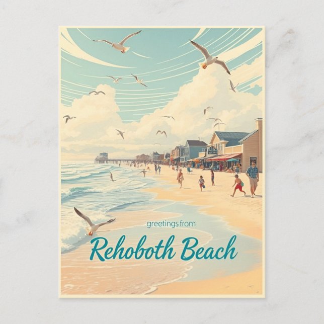 Rehoboth Beach, Delaware – Coastal vintage Postcard (Front)