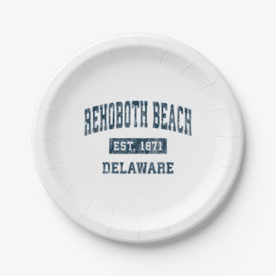 Rehoboth Beach Delaware DE Vintage Sports Design N Paper Plates