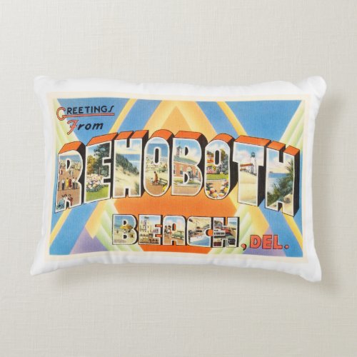 Rehoboth Beach Delaware DE Vintage Travel Postcard Decorative Pillow