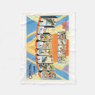 Rehoboth Beach Delaware DE Vintage Travel Postcard Fleece Blanket