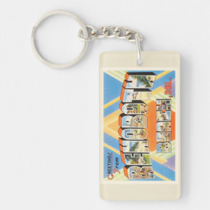 Rehoboth Beach Delaware DE Vintage Travel Postcard Keychain