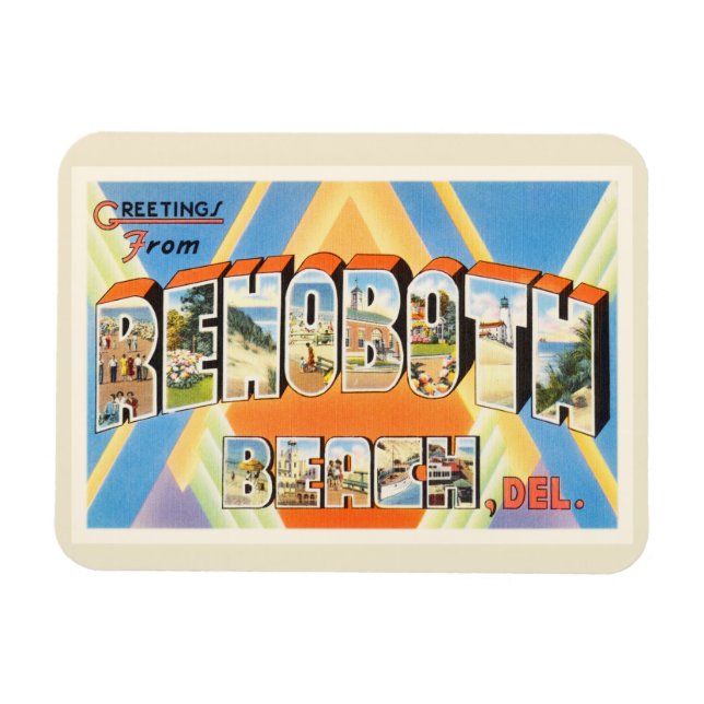 Rehoboth Beach Delaware DE Vintage Travel Postcard Magnet (Horizontal)
