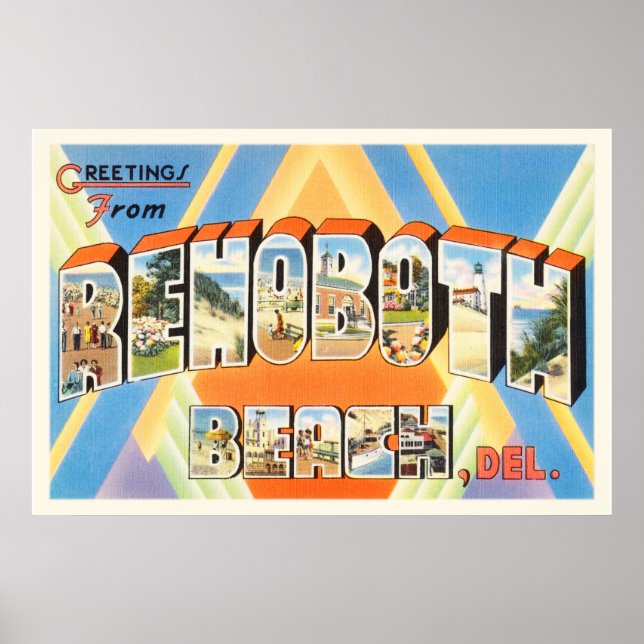 Rehoboth Beach Delaware DE Vintage Travel Postcard Poster (Front)