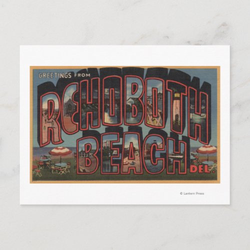 Rehoboth Beach Delaware _ Large Letter Scenes Postcard