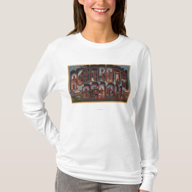 Rehoboth Beach, Delaware - Large Letter Scenes T-Shirt (Front)