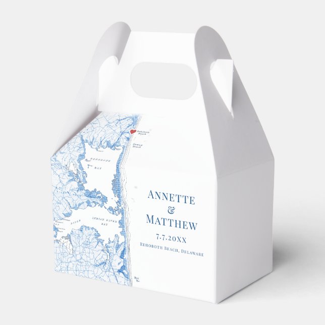 Rehoboth Beach Delaware Map Elegant Wedding  Favor Boxes (Front Side)