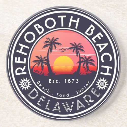 Rehoboth Beach Delaware Palm Trees Vintage 80s Coaster