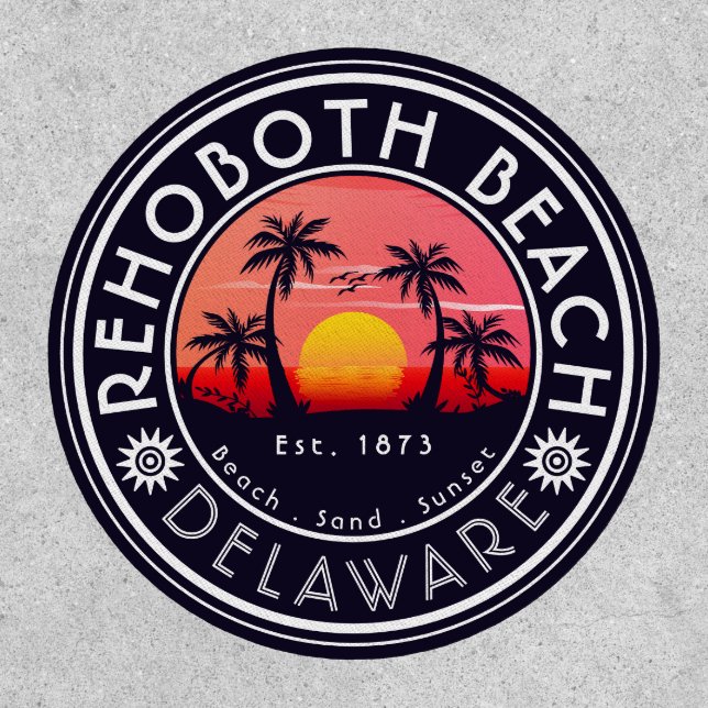Rehoboth Beach Delaware Palm Trees Vintage 80s Patch (Front)