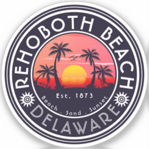 Rehoboth Beach Delaware Palm Trees Vintage 80s Sticker