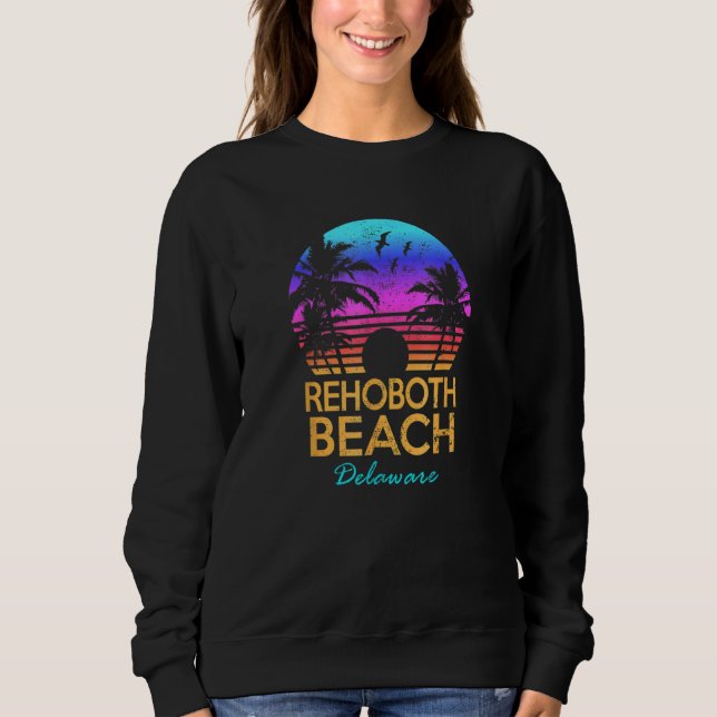 Rehoboth Beach Delaware Retro Sunset Summer Vibe A Sweatshirt (Front)