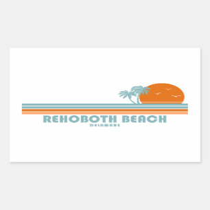 Rehoboth Beach Delaware Sun Palm Trees Rectangular Sticker