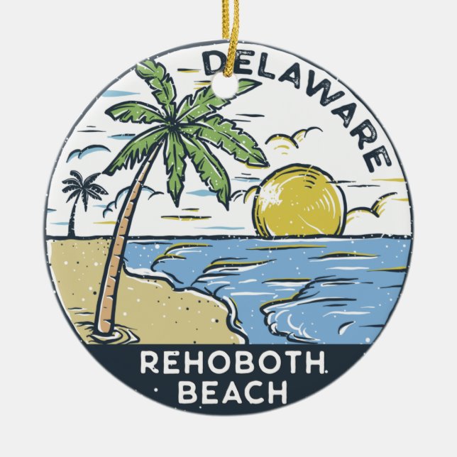 Rehoboth Beach Delaware Vintage Ceramic Ornament (Front)