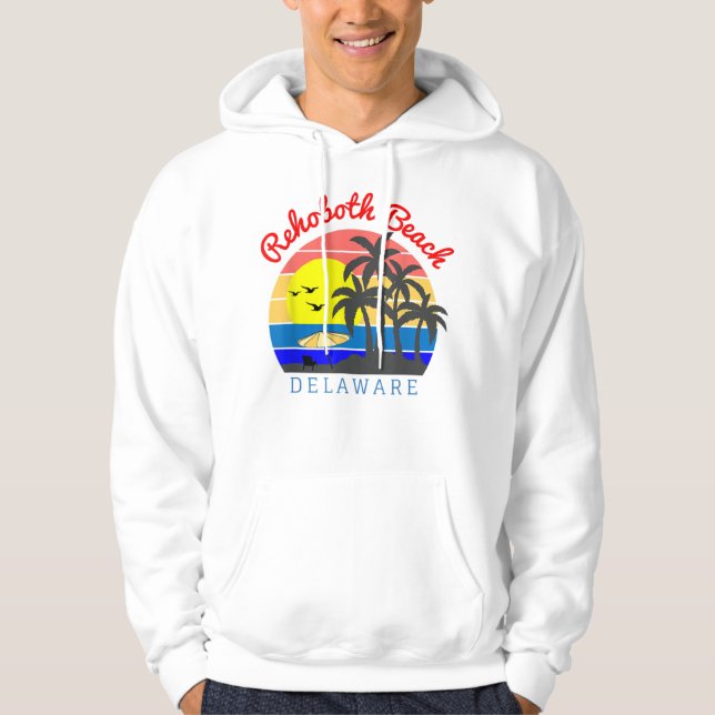 Rehoboth Beach Delaware  Vintage Retro Hoodie (Front)