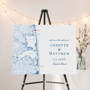 Rehoboth Beach Map Wedding Welcome Sign