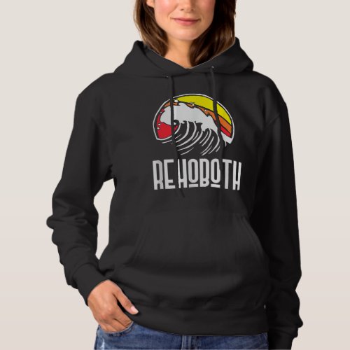 Rehoboth Beach Vintage 80s Retro Surfing Beach Wav Hoodie