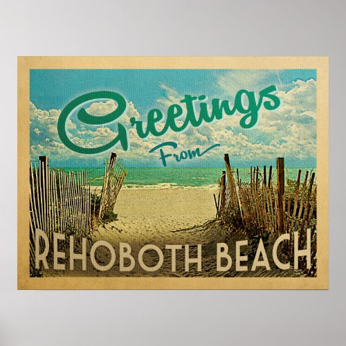 Rehoboth Beach Vintage Travel Poster