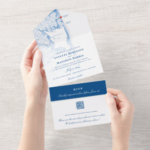 Rehoboth Beach Wedding QR Code Seal and Send All In One Invitation