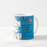 Rehoboth Bethany Beach Delaware Mug<br><div class="desc">A colorful vintage postcard map featuring Rehoboth Beach and Bethany Beach Delaware repurposed! The map can be repositioned to feature any part of the State of Delaware you wish.</div>