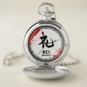 REI respect bushido virtue samurai kanji blood Pocket Watch