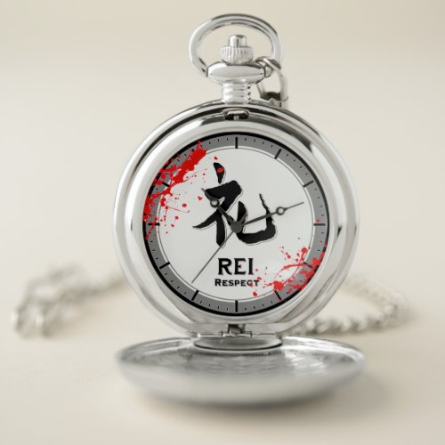 REI respect bushido virtue samurai kanji blood Pocket Watch