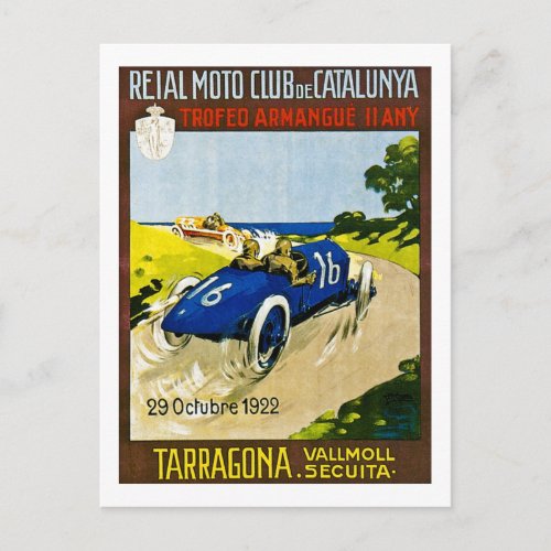 Reial Moto Club de Catalunya Retro Postcard