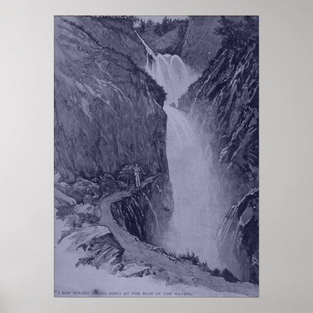 Reichenbach Falls - Sidney Paget - Blue Tint Poster (Front)