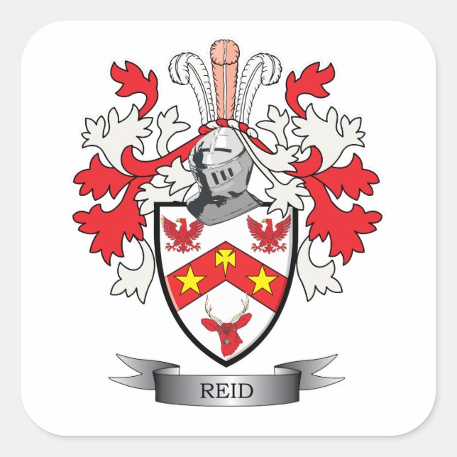 Reid Family Crest Coat of Arms Square Sticker (Front)