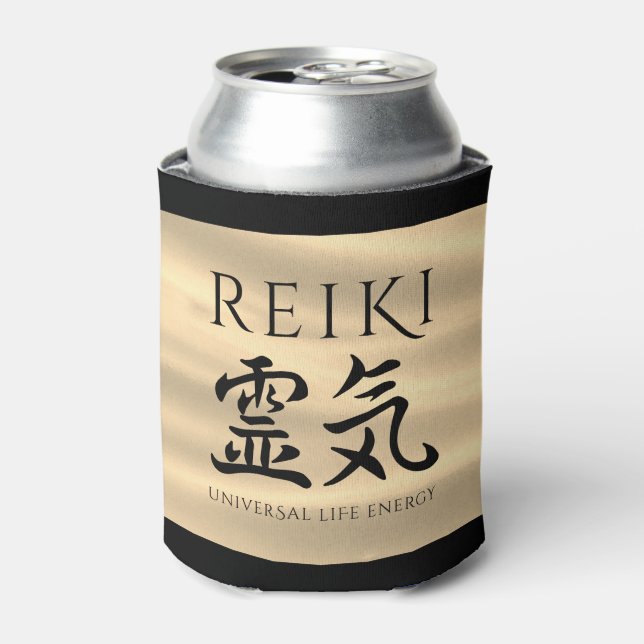 Reiki 霊気 Japanese Calligraphic Life Energy Can Cooler (Can Front)