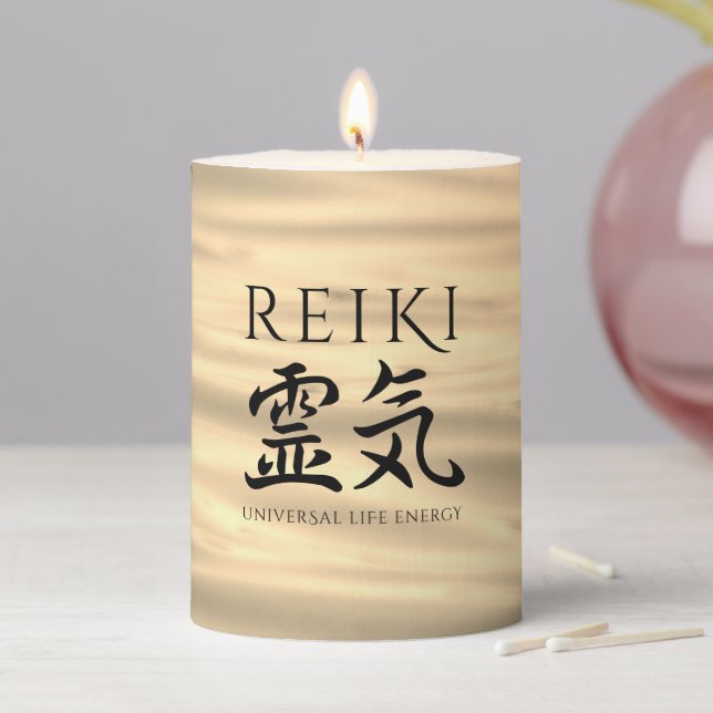 Reiki 霊気 Japanese Calligraphic Life Energy Pillar Candle (In Situ)