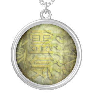 REIKI / bamboo design Silver Plated Necklace