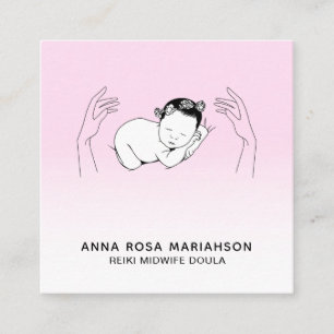 *~* Reiki Birthing Midwife Birth Coach Doula Square Business Card