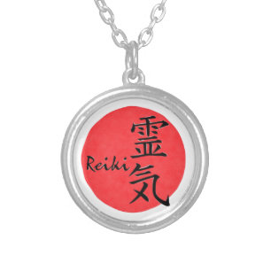 Reiki Calligraphy And Word 1 Silver Plated Necklace