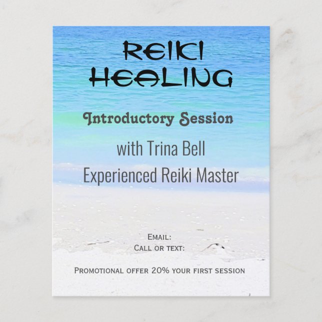 Reiki calm beach health and wellbeing A5 flyer (Front)