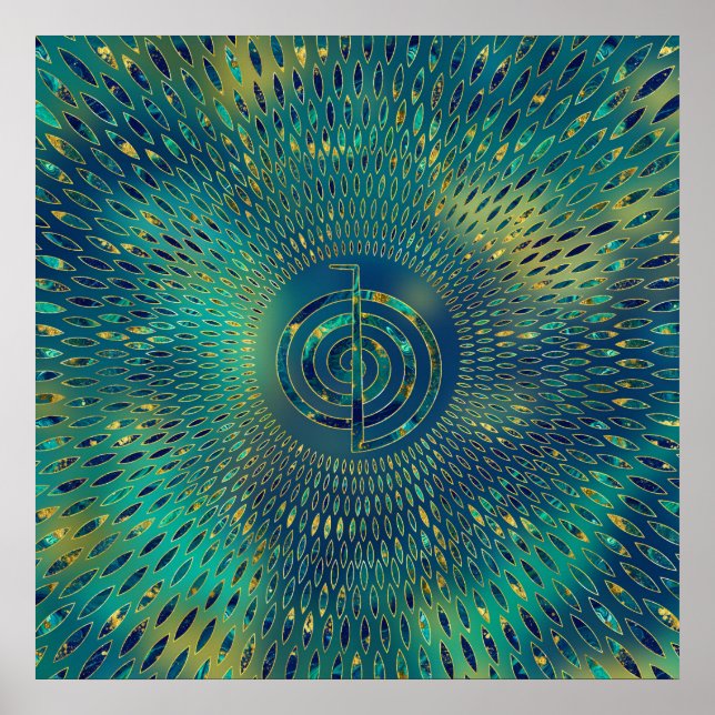 Reiki Cho Ku Rei - gemstone and gold Poster (Front)