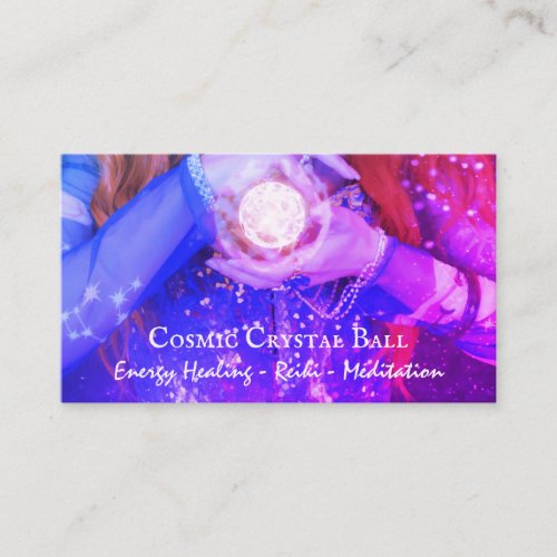 Reiki Crystal Ball Fortune Tell Energy Heal Hands Business Card