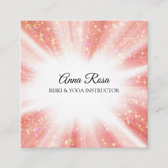 *~* Reiki Energy Healing Bursts Light Worker Square Business Card (Front)