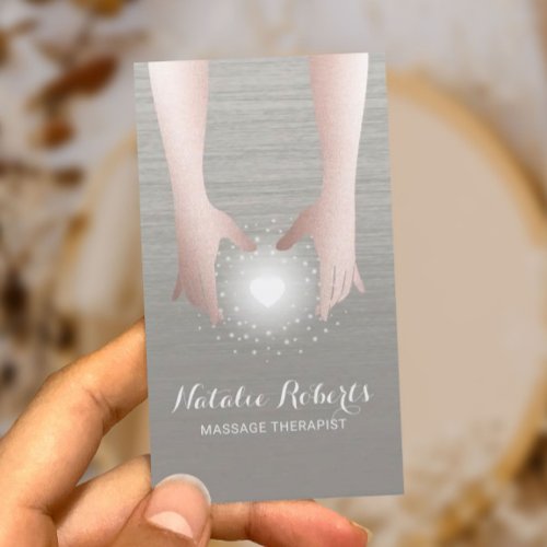 Reiki Energy Healing Hands Beige Therapist Business Card