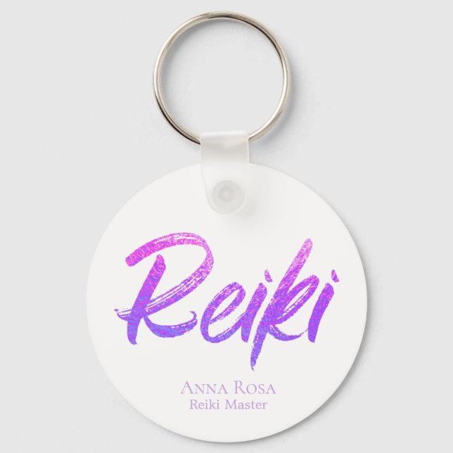 *~* Reiki Energy Healing Iridescent Modern Keychain (Front)