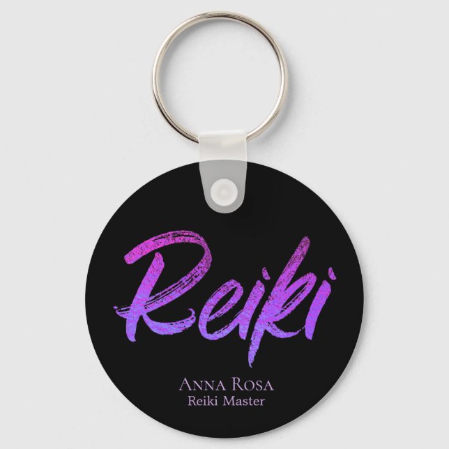 *~* Reiki Energy Healing Iridescent Typography Keychain (Front)