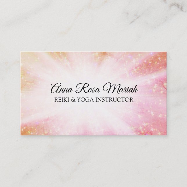 *~* Reiki Energy Healing Rays Bursts Sparkle Business Card (Front)