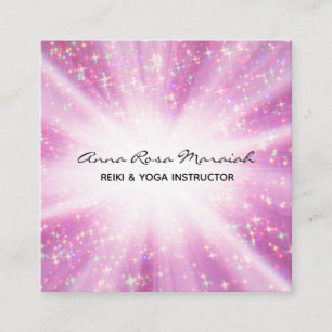 *~* Reiki Energy Healing Rays Light Worker Glitter Square Business Card