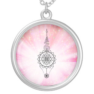 *~* Reiki Energy Healing Sparkle Rays Nirvana Silver Plated Necklace