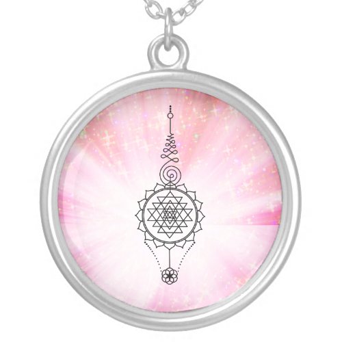 *~* Reiki Energy Healing Sparkle Rays Nirvana Silver Plated Necklace