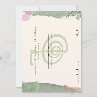 Reiki First Degree Certificate Invitation